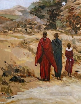 zwei mönche Ölbilder verkaufen - drei Mönche Impressionisten aus Afrika